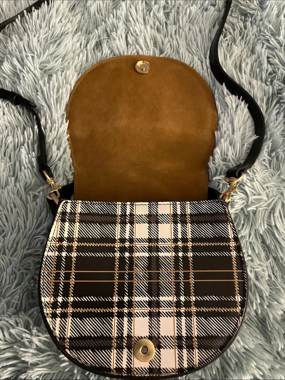 PATRICIA NASH ANNFIELD Plaid Leather Crossbody Bag NEW